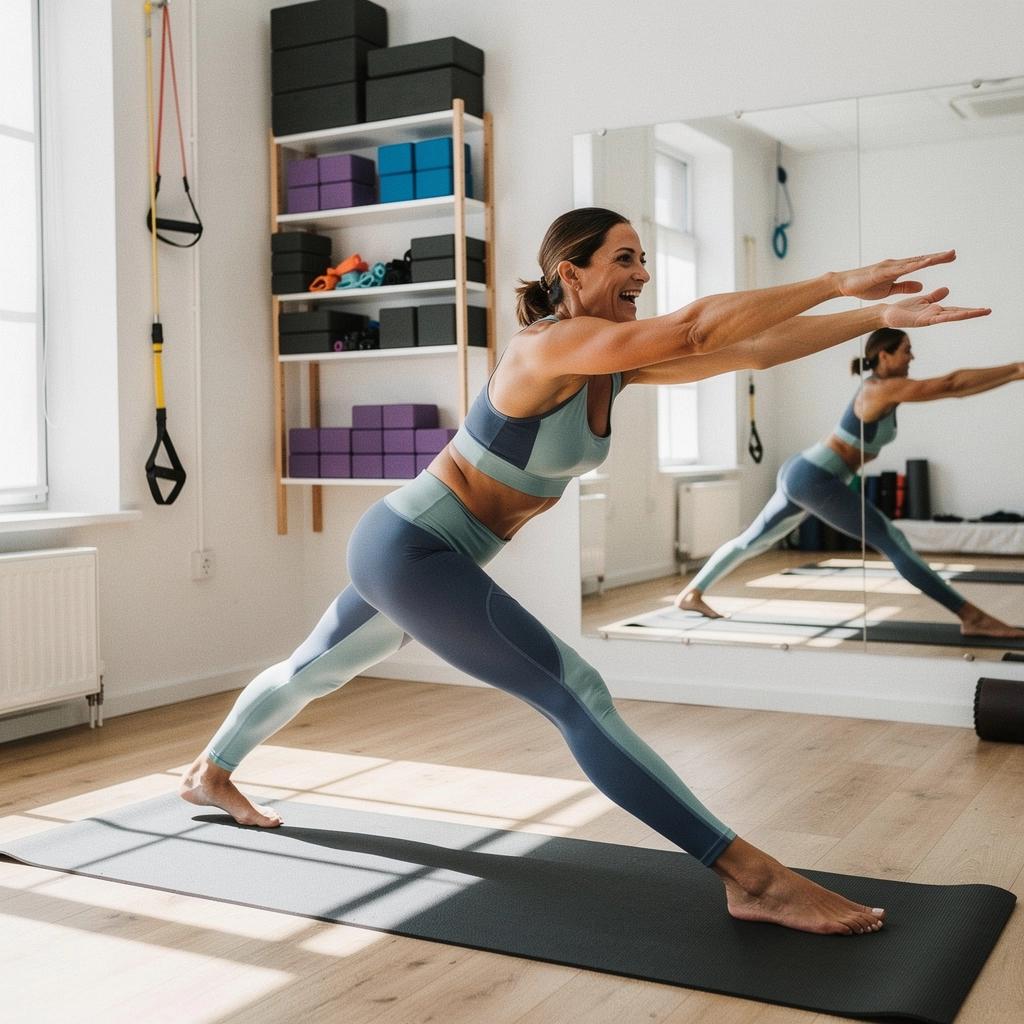 Dzieci bawią się i uczą podstawowych pozycji jogi w klasie.